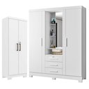 Ver imagem 1 de Guarda Roupa Solteiro Capelinha Premium 3 Portas com Armário Multiuso Max Plus Branco-Zanzini