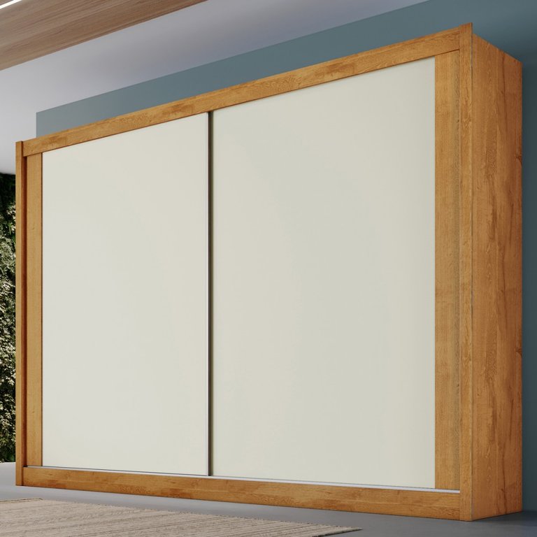 Guarda-Roupa Casal Creta 2 Portas 4 Gavetas 100% Mdf Peroba/Off White - Europa Móveis