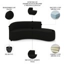 Ver imagem 3 de Sofá 4 Lugares para Sala 220cm Orgânico Wendi Veludo Preto I01 - Mpozenato