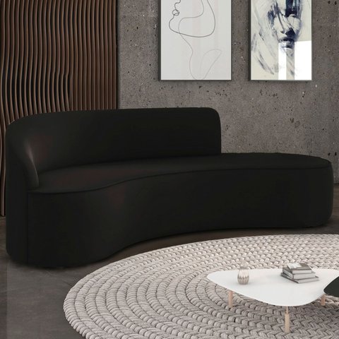 Sofá 4 Lugares para Sala 220cm Orgânico Wendi Veludo Preto I01 - Mpozenato