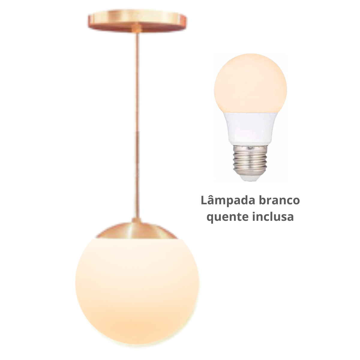 Pendente Lumanti Moon One Cobree-27 + Lampada Bulbo Galaxy Bq E27 7w - 3