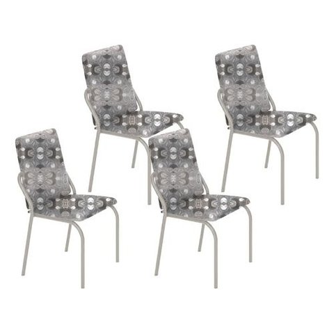 Kit 4 Cadeiras Malibu Corino Paraopeba Tubo Champanhe