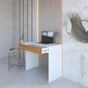 Ver imagem 5 de Mesa Escrivaninha com Sevilha 1 Gaveta 90cm Branco com Amadeirado Freijó
