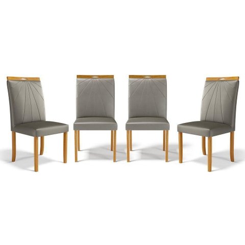 Kit com 4 Cadeiras Maiara Madeira Maciça Estofadas para Mesa de Jantar Veludo Chumbo 109