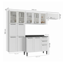 Ver imagem 4 de Cozinha Modulada Compacta em Aço 4 Peças 13 Portas Sendo 3 com Vidro 2 Gavetas Florença Itatiaia Branco/Neve