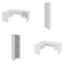 Ver imagem 2 de Conjunto 4 Peças com 2 Mesas Escritório em L e 2 Armários Multiuso Branco