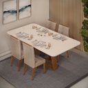 Ver imagem 2 de Conjunto de Sala de Jantar 4 Cadeiras Tampo Curvo Dj Moveis Kiara Freijó Yasmin Kraft