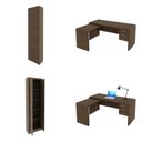 Ver imagem 2 de Conjunto 4 Peças com 2 Mesas Escritório em L e 2 Armários Multiuso Nogal Marrom