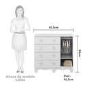 Ver imagem 3 de Cômoda Infantil Peroba Júnior MDF Branco 1 Porta 4 Gavetas