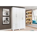 Ver imagem 1 de Guarda Roupa Solteiro 4 Portas e 3 Gavetas C/ Pés Caju Da135 Branco - Henn