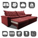 Ver imagem 3 de Sofá Retrátil e Reclinável 2,55m Molas Ensacadas Cama inBox Big Space com Bordado Velusoft