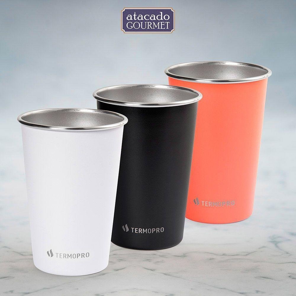 Copos de Inox Coloridos 500 Ml 3 Unidades Termopro - 2