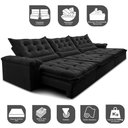 Ver imagem 3 de Sofá Retrátil e Reclinável 3,85m Cama inBox Big Fresh com SoftGel D40 Velupluma Preto