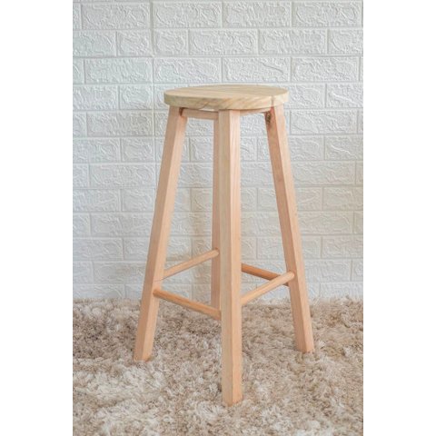 Banqueta Fixa Redonda de Madeira - sem Pintura:sem Pintura
