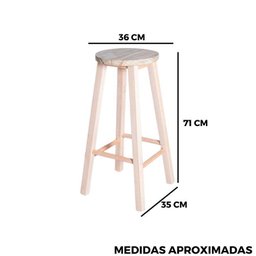 Banqueta Fixa Redonda de Madeira - sem Pintura:sem Pintura - 4