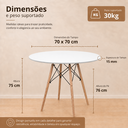 Ver imagem 3 de Conjunto de Mesa e Cadeiras Eames Branco Base de Madeira Tampo Redondo de 70cm + 4 Cadeiras