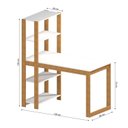 Ver imagem 3 de Mesa Escrivaninha com Estante e Licce 4 Prateleiras 120cm Branco e Freijó Marrom