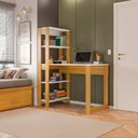 Ver imagem 5 de Mesa Escrivaninha com Estante e Licce 4 Prateleiras 120cm Branco e Freijó Marrom