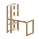 Ver imagem 2 de Mesa Escrivaninha com Estante e Licce 4 Prateleiras 120cm Branco e Freijó Marrom