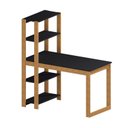 Ver imagem 2 de Mesa Escrivaninha com Estante e Licce 4 Prateleiras 120cm Freijó Marrom