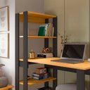 Ver mais imagens de Mesa Escrivaninha com Estante e Licce 4 Prateleiras 120cm Freijó e Preto