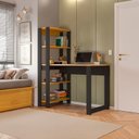 Ver imagem 5 de Mesa Escrivaninha com Estante e Licce 4 Prateleiras 120cm Freijó e Preto