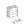 Cômoda 4 Gavetas em MDF e Madeira Maciça Linha Prata  - 4