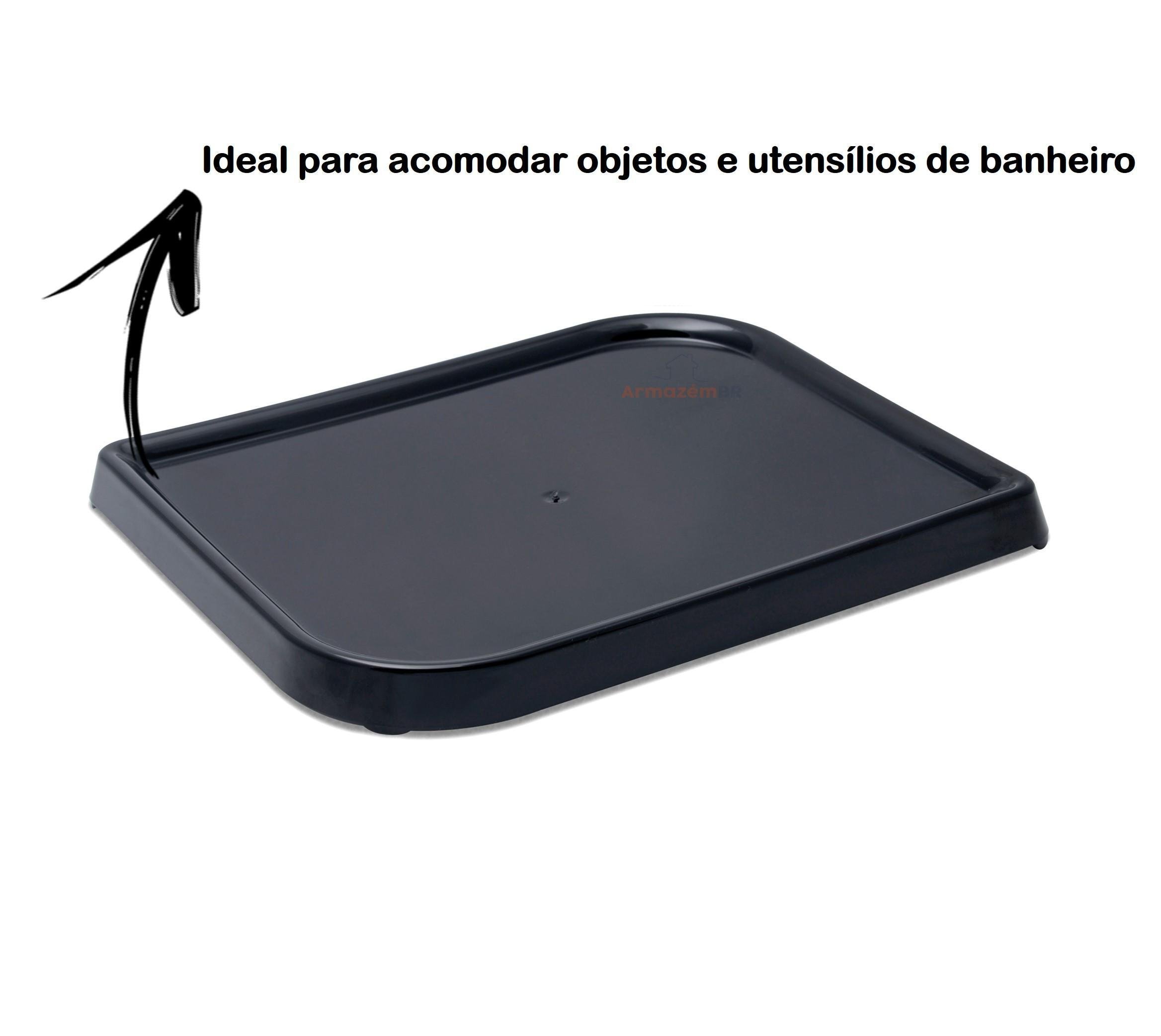 Kit 2 Bandejas Travessa Retangular Banheiro Lavabo Preto Ou - 3