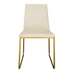 Kit 2 Cadeiras de Jantar Estofada Lille Base Gold Veludo Bege - Montanaris Decor - 2