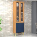 Ver imagem 1 de Paneleiro com Vidro 4 Portas Domus Espresso Móveis Marrom Nogal/Royal