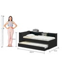 Ver imagem 5 de Cama Solteiro Bicama Estante +luz+2colc Ditália BB2829 cor:preto