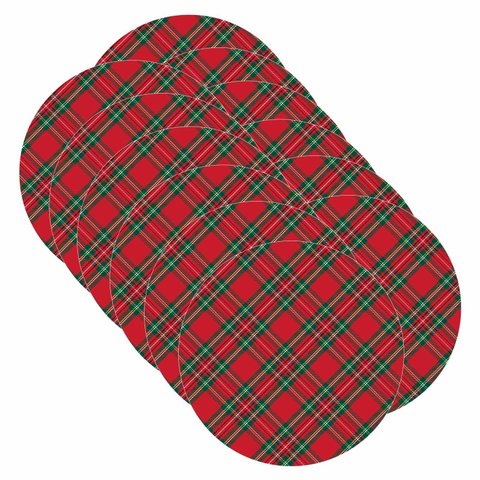 Kit Sousplat Natal Xadrez Vermelho/verde Nsw 12 Peças sem Base