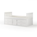 Ver imagem 2 de Cama Solteiro com 04 Gavetas e 01 Porta Funcional de Madeira Maciça - Branco