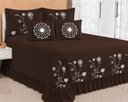 Ver imagem 1 de Kit Cobre Leito Casal Queen Encanto 07 Peças Bordado Colcha - Marrom