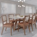 Ver imagem 1 de Conjunto de Jantar Mesa com Vidro Bennett 6 Cadeiras Saga - Caramelo