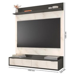 Home Suspenso Uruguai Grafite Perolizado/Carrara para TV até 47” - Móveis Leão - 5