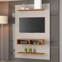 Ver imagem 1 de Painel Tv Byte P/tv Ate 50 Polegadas C/ 2 Nichos -2 Prateleiras - Mel/off White