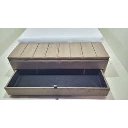 Puf Baú (Sapateiro) Com Gaveta Queen 160x50x45cm Cor Marrom Claro - Elegância Para o Seu Lar - 1