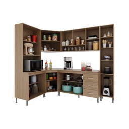 Cozinha Modulada Completa Fidelitá Paris 6 Peças 375cm 14 Portas 3 Gavetas com Tampo - 2