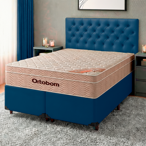 Kit Cabeceira + Cama Box + Colchão Queen Molas Ensacadas Airtech Ortobom