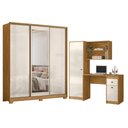 Ver imagem 1 de Guarda Roupa Casal Dallas 3 Portas Freijó Off com Espelho com Escrivaninha Multiuso Coimbra Freij