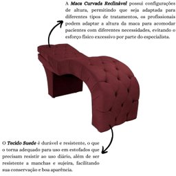 Maca Estética Estofada Reclinável Ergonômica Suede Eliana:bordô - 5