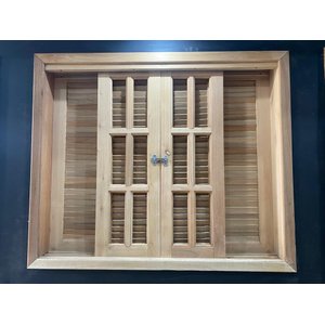 Janela de Madeira Veneziana de Correr Reto Eucalipto Grandis Rosa  - 1,00 (A) x 1,40 (L)