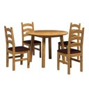 Ver imagem 2 de Conjunto Mesa de Jantar 103cm Redonda e 4 Cadeiras Estofadas 100% Madeira Maciça Parit Yescasa Marrom/Nogueira