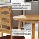 Ver imagem 5 de Conjunto Mesa de Jantar 103cm Redonda e 4 Cadeiras Estofadas 100% Madeira Maciça Parit Yescasa Marrom/Nogueira