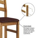 Ver mais imagens de Conjunto Mesa de Jantar 103cm Redonda e 4 Cadeiras Estofadas 100% Madeira Maciça Parit Yescasa Marrom/Nogueira