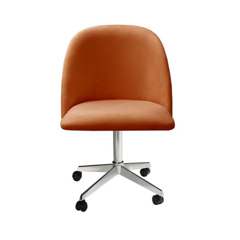 Poltrona Gaia Base Giratória com Rodinhas Veludo Estrutura Reforçada Terracota 400 Bella Decor