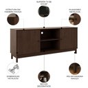 Ver imagem 3 de Rack TV 80 pol 160cm 2 Portas Madeira Maciça Vitalis Café F07 - Mpozenato