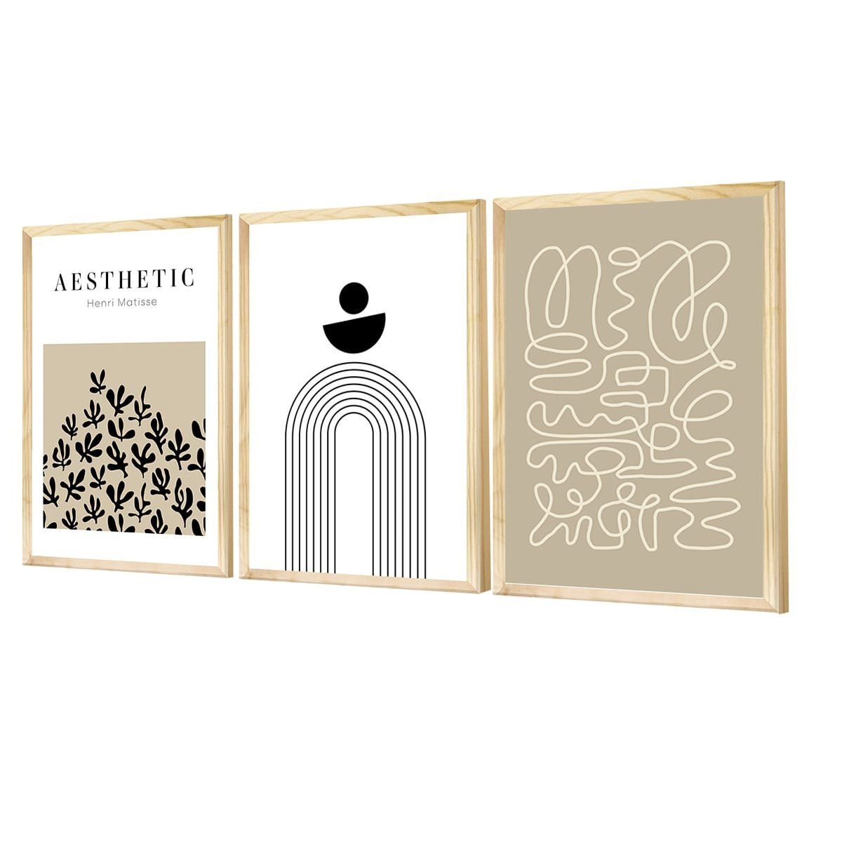 Kit 3 Quadros Decorativos com Moldura Minimalista Abstrato Frases Geométricos para Sala