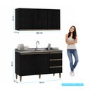 Ver imagem 3 de Cozinha Compacta Milão 2 Peças com Bancada Gourmet Menu Móveis Preto